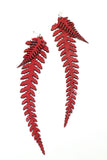 Long Leather Ferns - Red on Red
