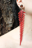 Long Leather Ferns - Red on Red
