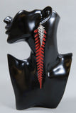 Long Leather Ferns - Silver on Red