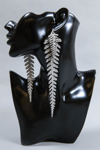 Long Leather Ferns - Silver on Silver