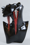 Long Leather Ferns - Silver on Red