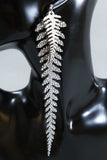 Long Leather Ferns - White on Silver