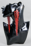 Long Leather Ferns - Red on Red