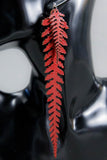 Long Leather Ferns - Red on Red