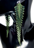 Long Leather Ferns - Green on Green